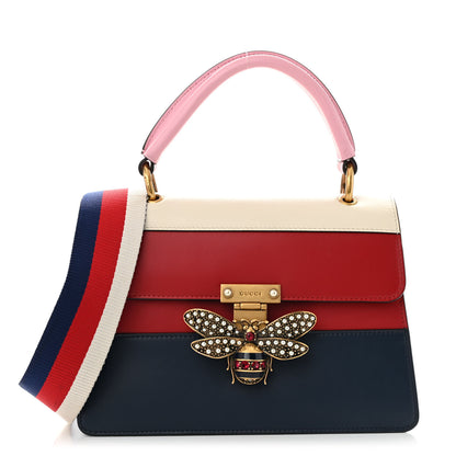 Gucci Calfskin Sylvie Web Small Queen Margaret Top Handle Bag Blue Agata Hibiscus Red Mystic White Sugar Pink 1 of 16