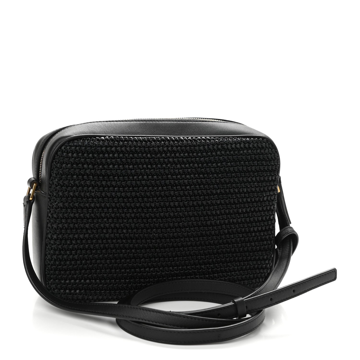 Saint Laurent Raffia Canvas Monogram Lou Camera Bag Black 3 of 10