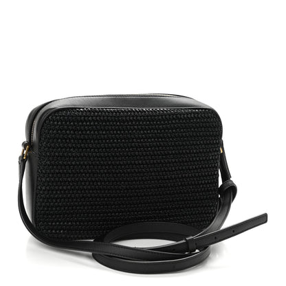 Saint Laurent Raffia Canvas Monogram Lou Camera Bag Black 3 of 10