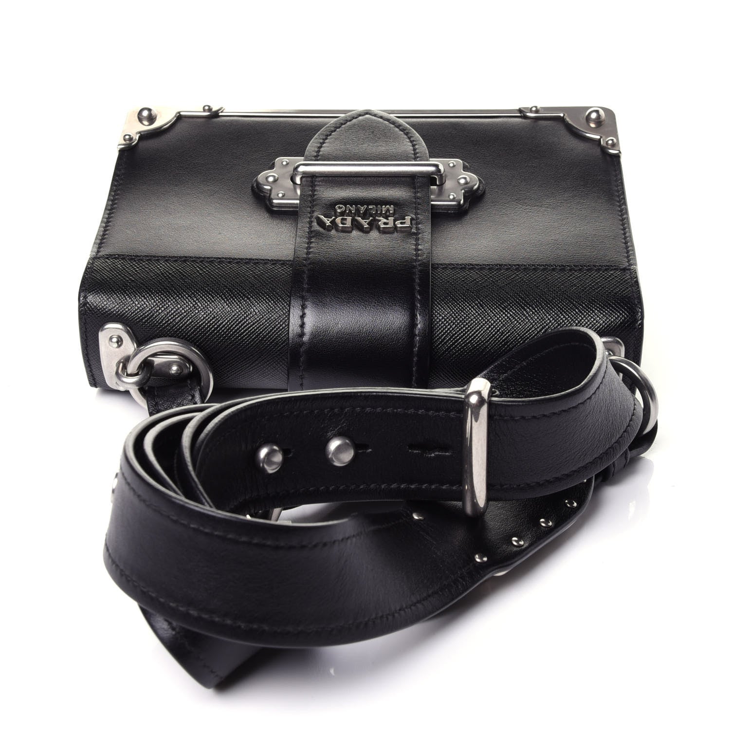 Prada City Calf Saffiano Cahier Bag Black 9 of 11