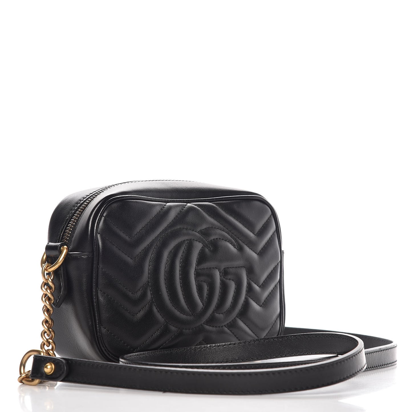 Calfskin Matelasse Mini GG Marmont Chain Shoulder Bag Black