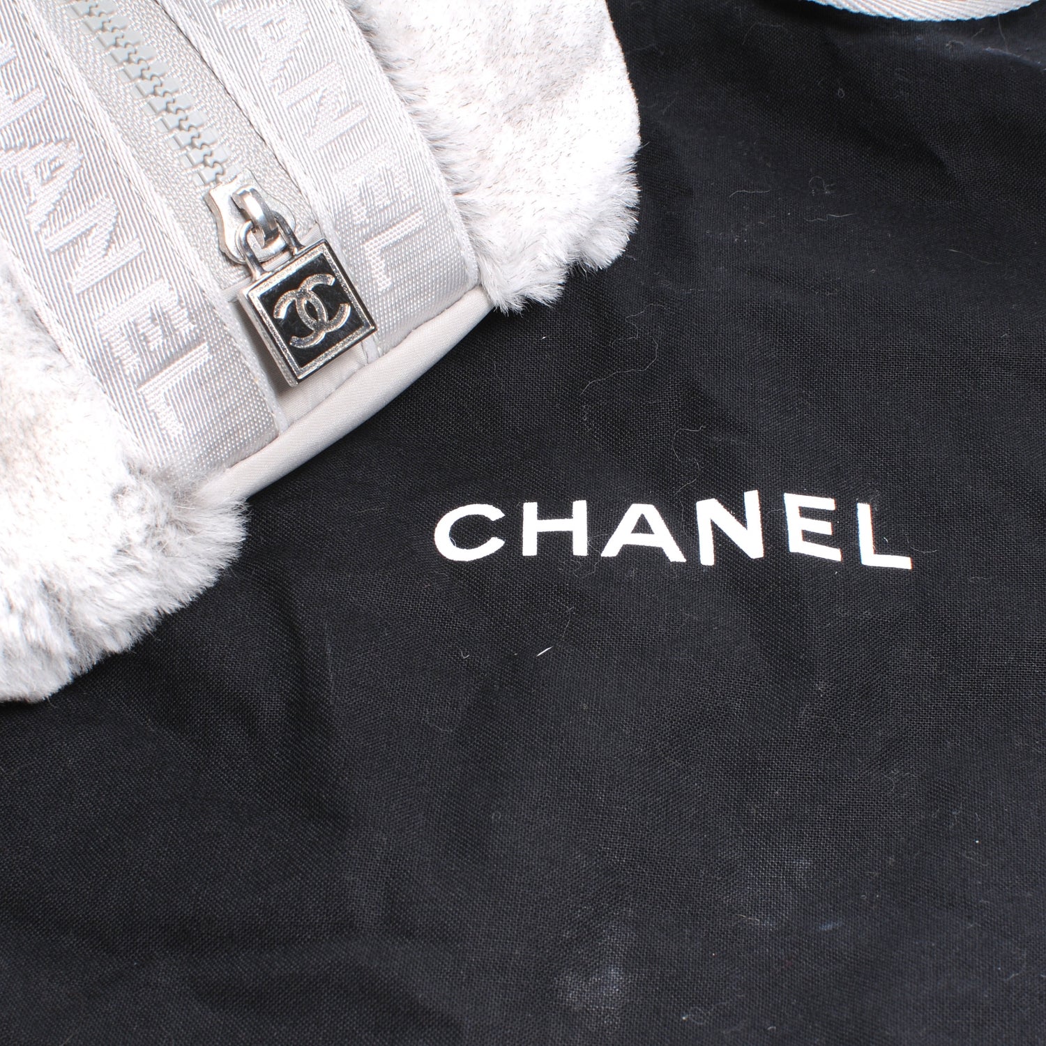 Chanel Rabbit Fur Sport Shoulder Bag Grey 10 of 10