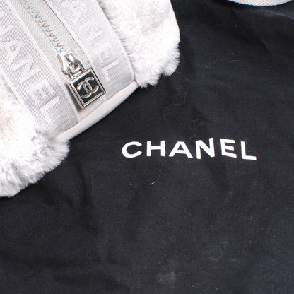 Chanel Rabbit Fur Sport Shoulder Bag Grey 10 of 10