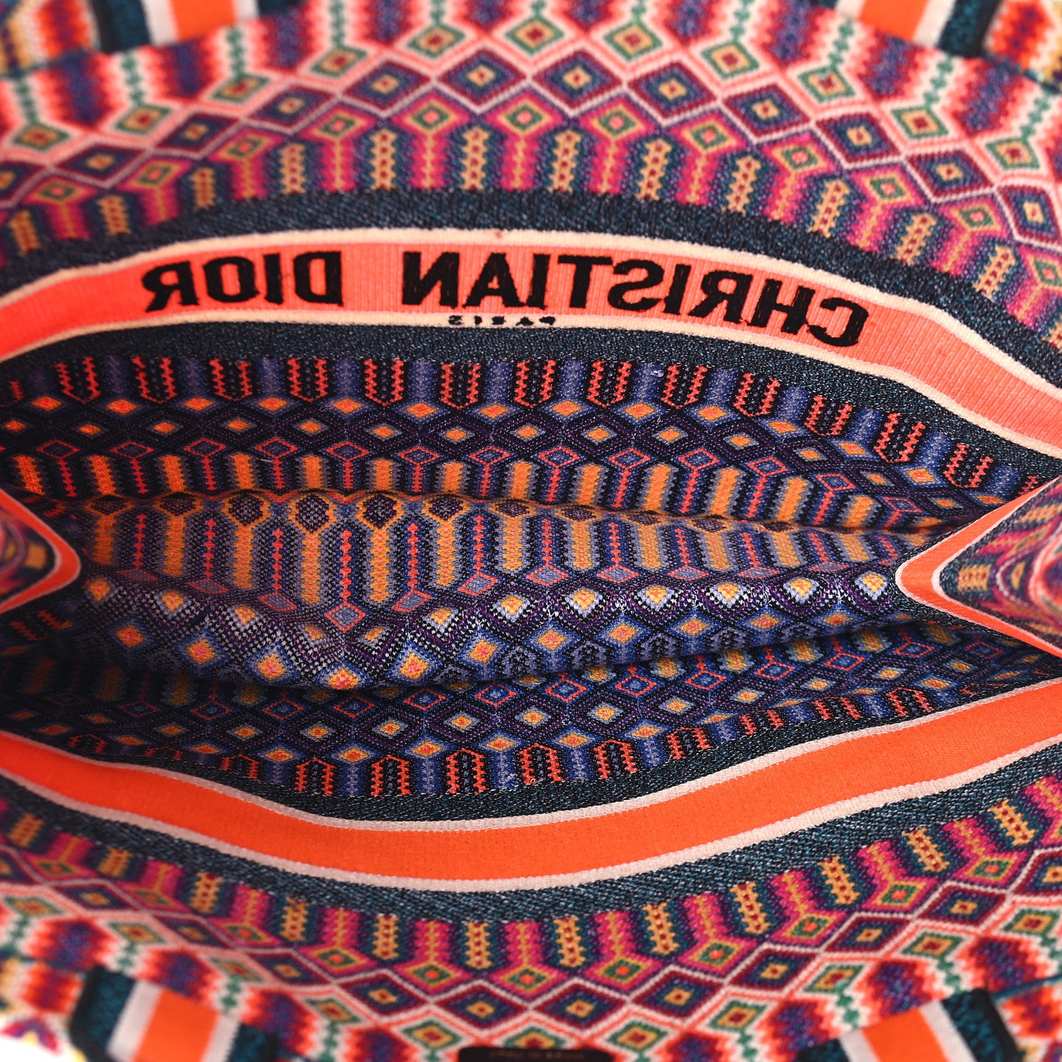 Christian Dior Canvas Embroidered Large Book Tote Orange Multicolor 5 of 9