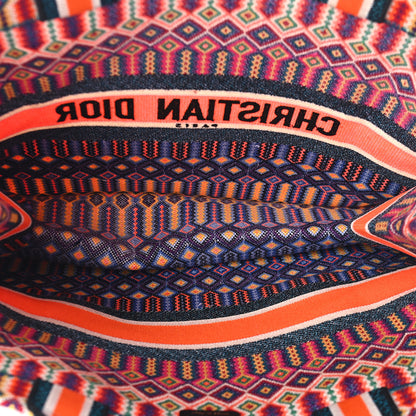 Christian Dior Canvas Embroidered Large Book Tote Orange Multicolor 5 of 9
