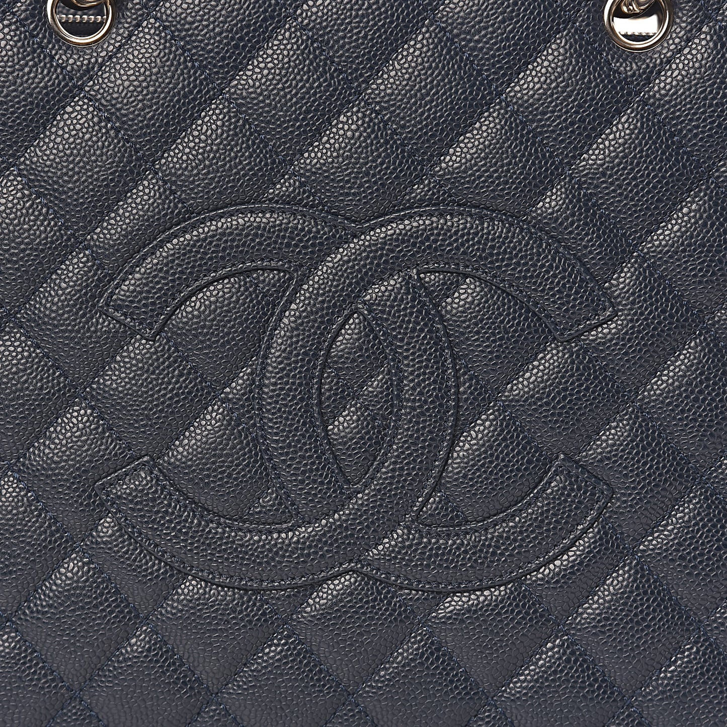 Caviar Quilted Grand Shopping Tote GST Dark Navy Blue