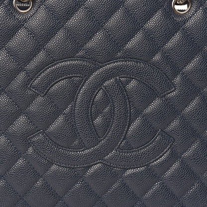 Chanel Caviar Quilted Grand Shopping Tote GST Dark Navy Blue 10 of 10
