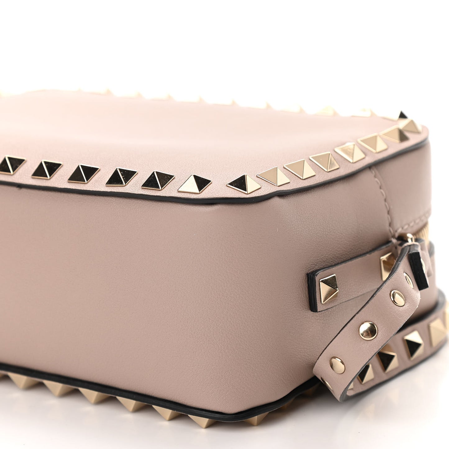 Calfskin Rockstud Camera Crossbody Bag Poudre