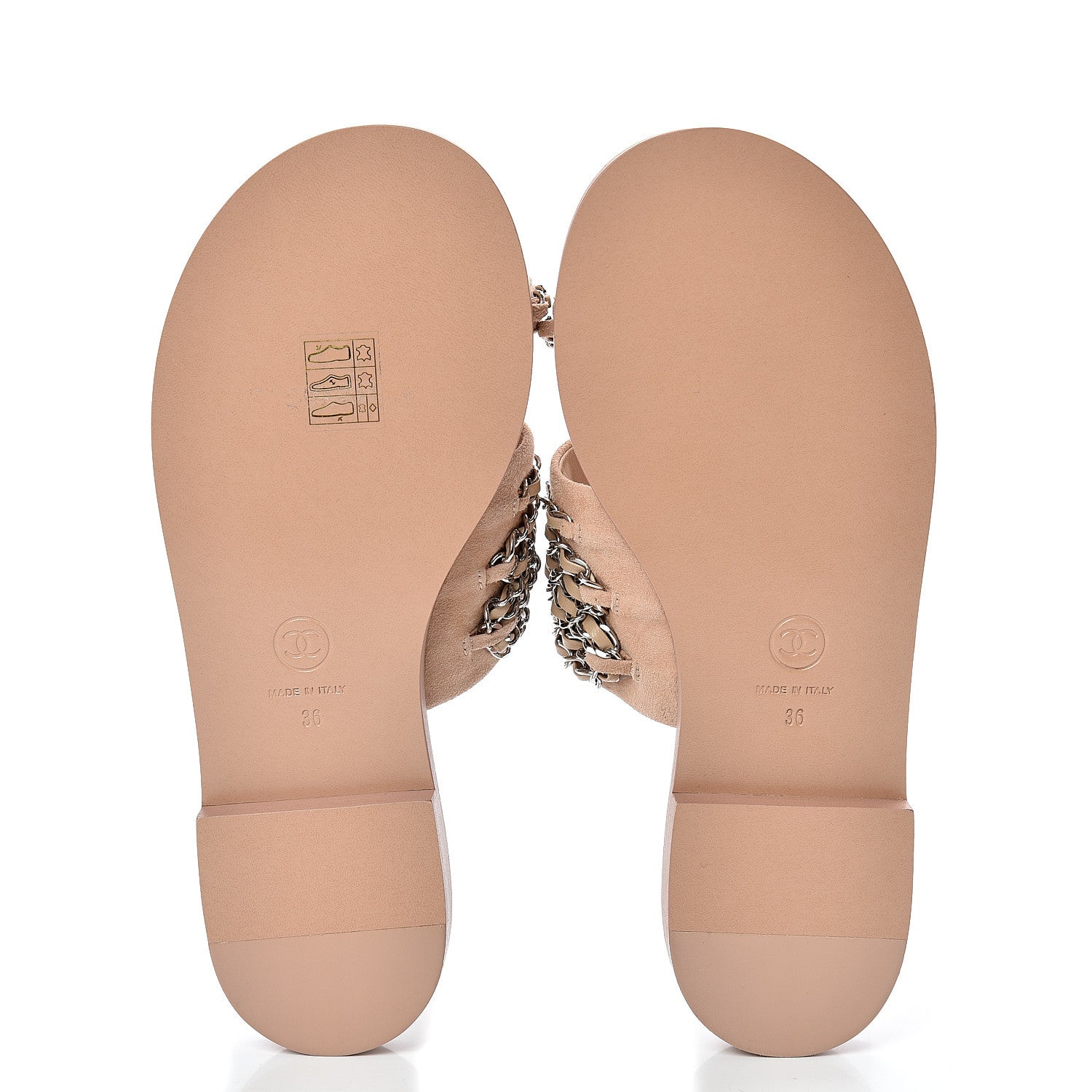 Chanel Lambskin Chain Flat Sandals 36 Beige 5 of 8