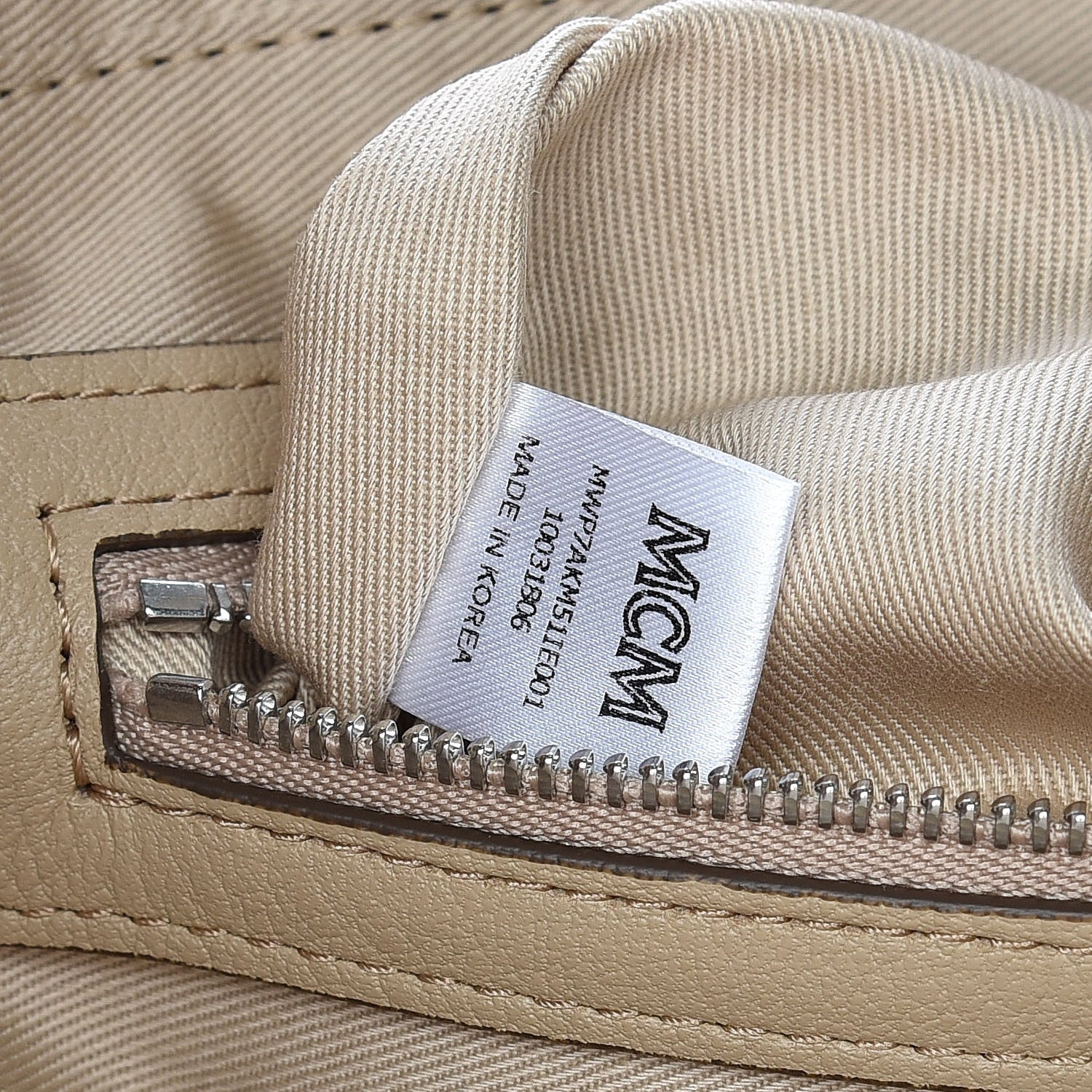 MCM Calfskin Ottomar Monogram Medium Klara Top Zip Tote New Beige 9 of 9