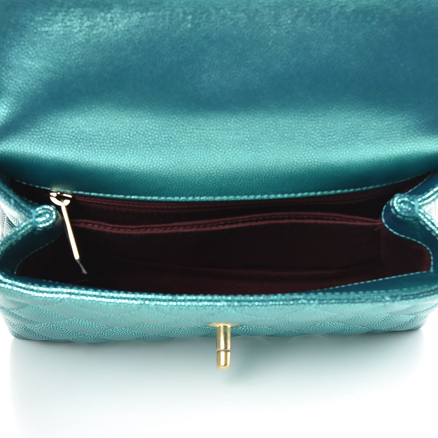Metallic Caviar Quilted Mini Coco Handle Flap Blue