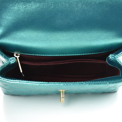 Chanel Metallic Caviar Quilted Mini Coco Handle Flap Blue 5 of 8
