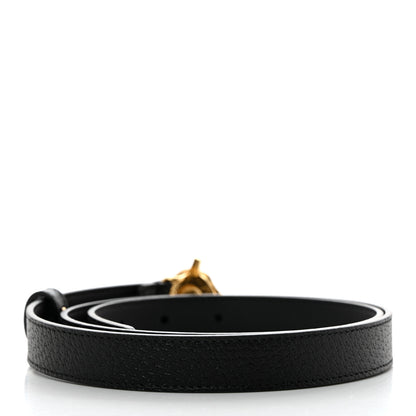 Gucci Textured Dollar Calfskin Double G Strawberry Thin Belt 85 34 Black 2 of 5
