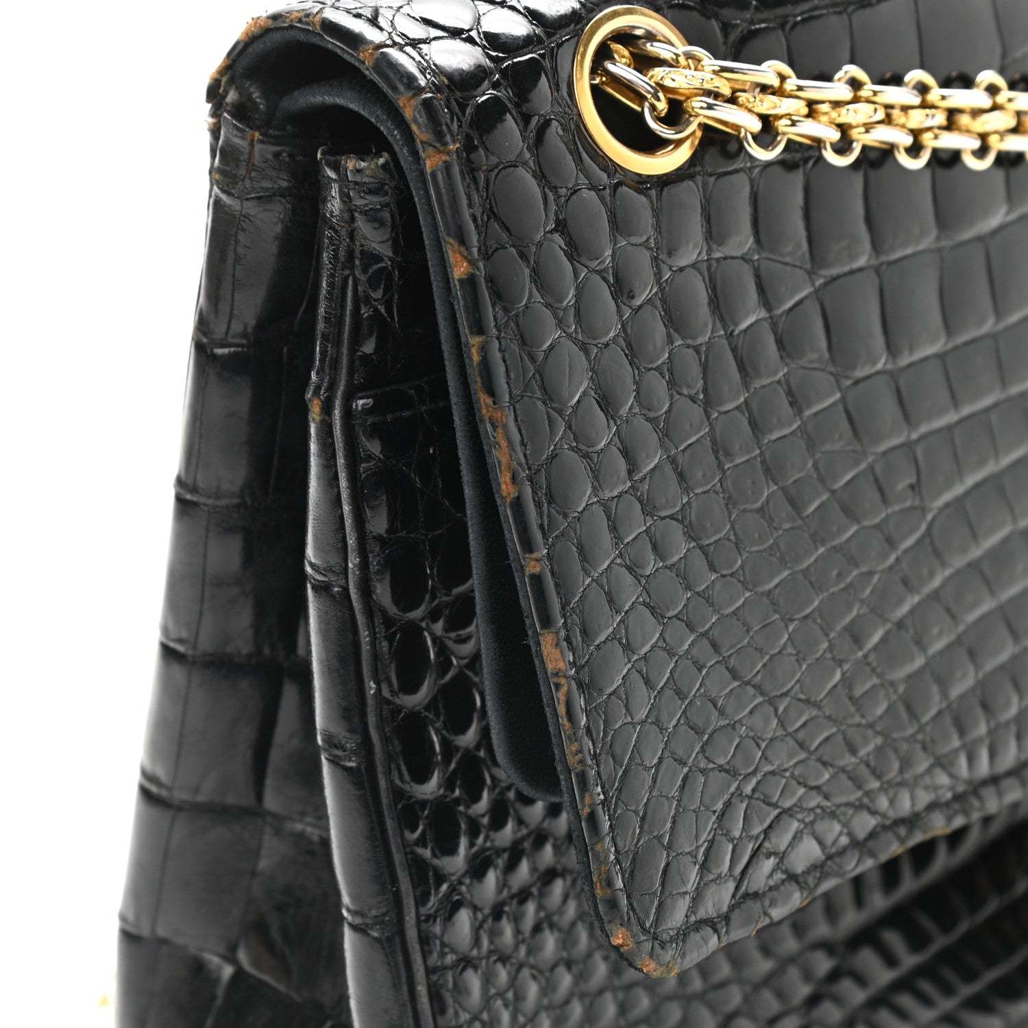 Chanel Shiny Crocodile Medium Double Flap Black 13 of 17