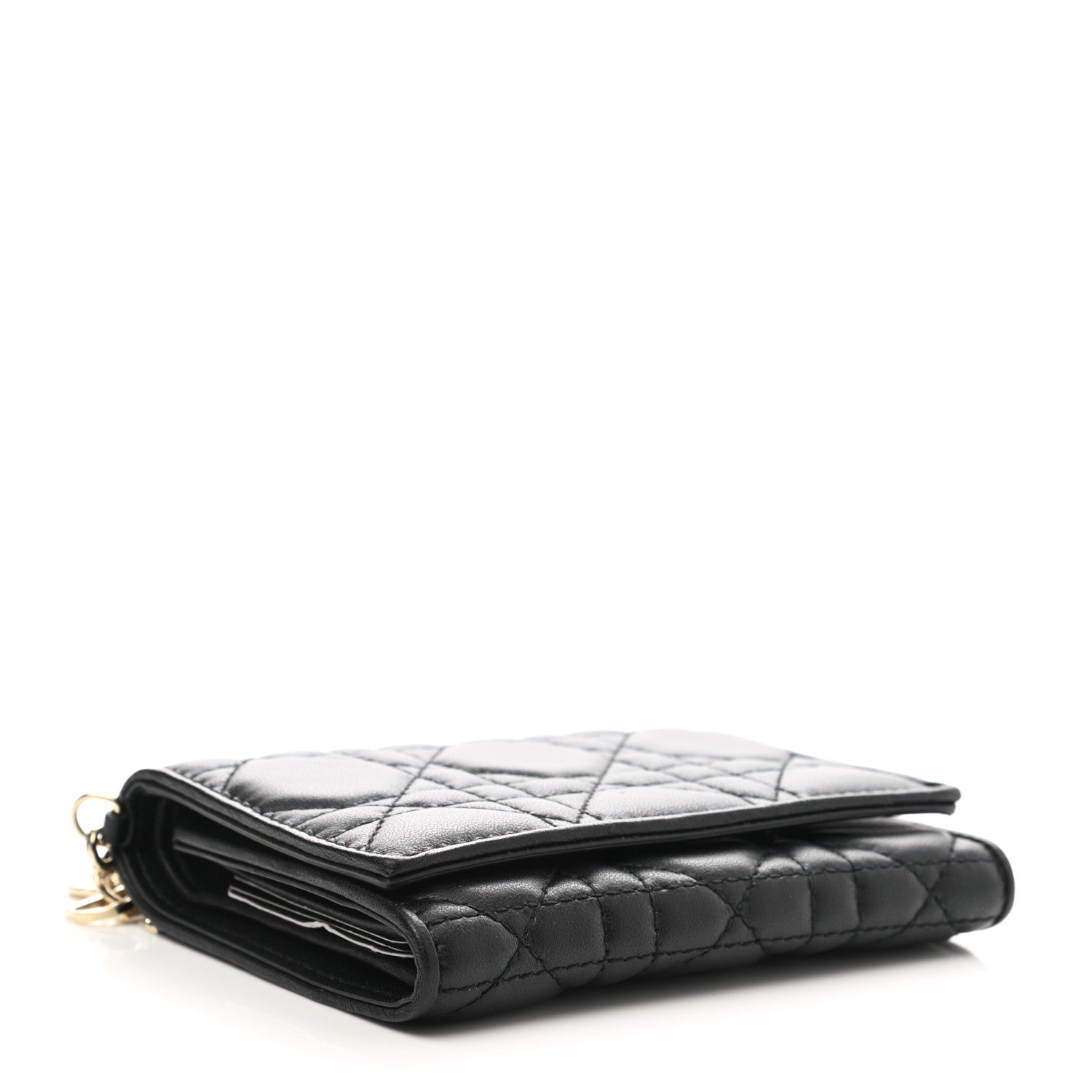 Christian Dior Lambskin Cannage Lady Dior Compact Wallet Black 8 of 8