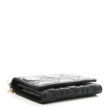 Christian Dior Lambskin Cannage Lady Dior Compact Wallet Black 8 of 8