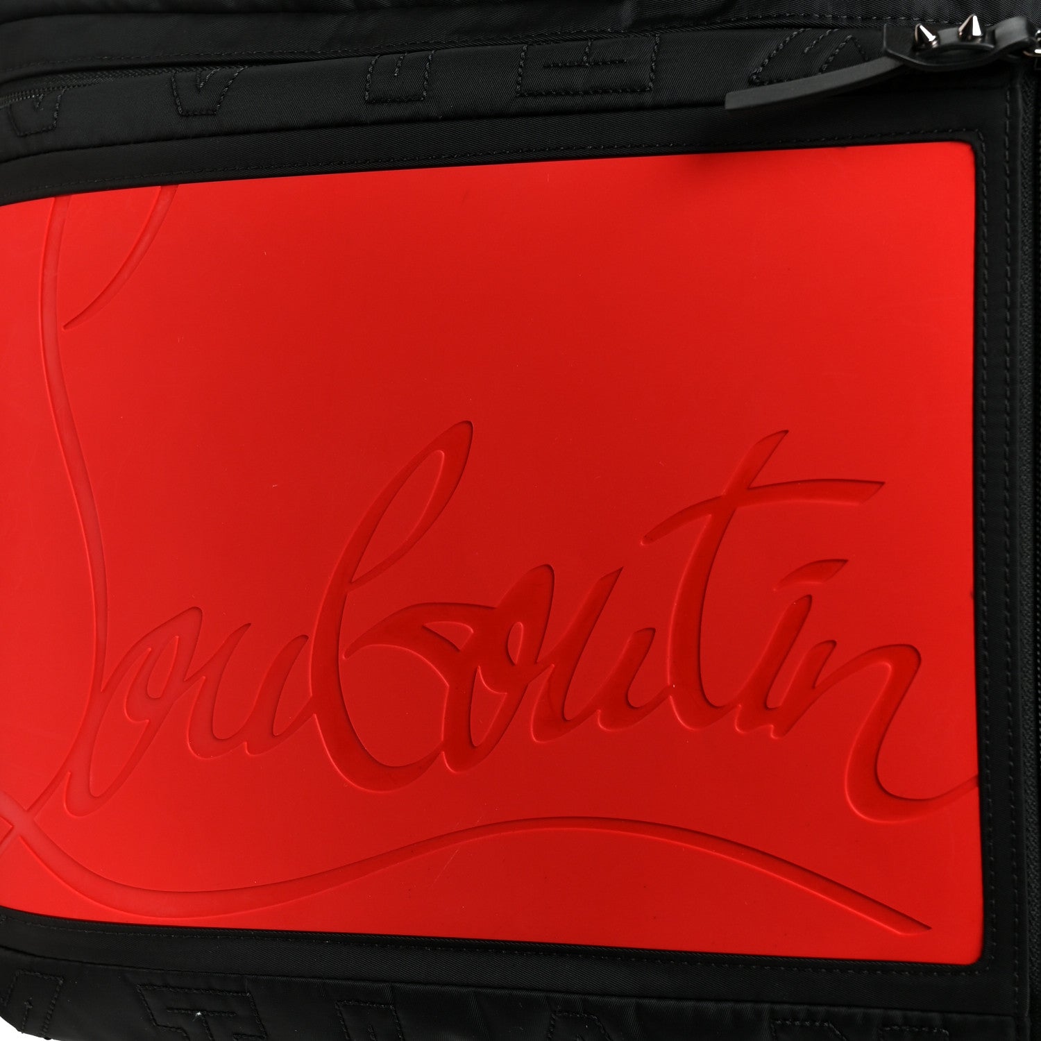 Christian Louboutin Calfskin Rubber Nylon Loubideal Backpack Black Red 8 of 10