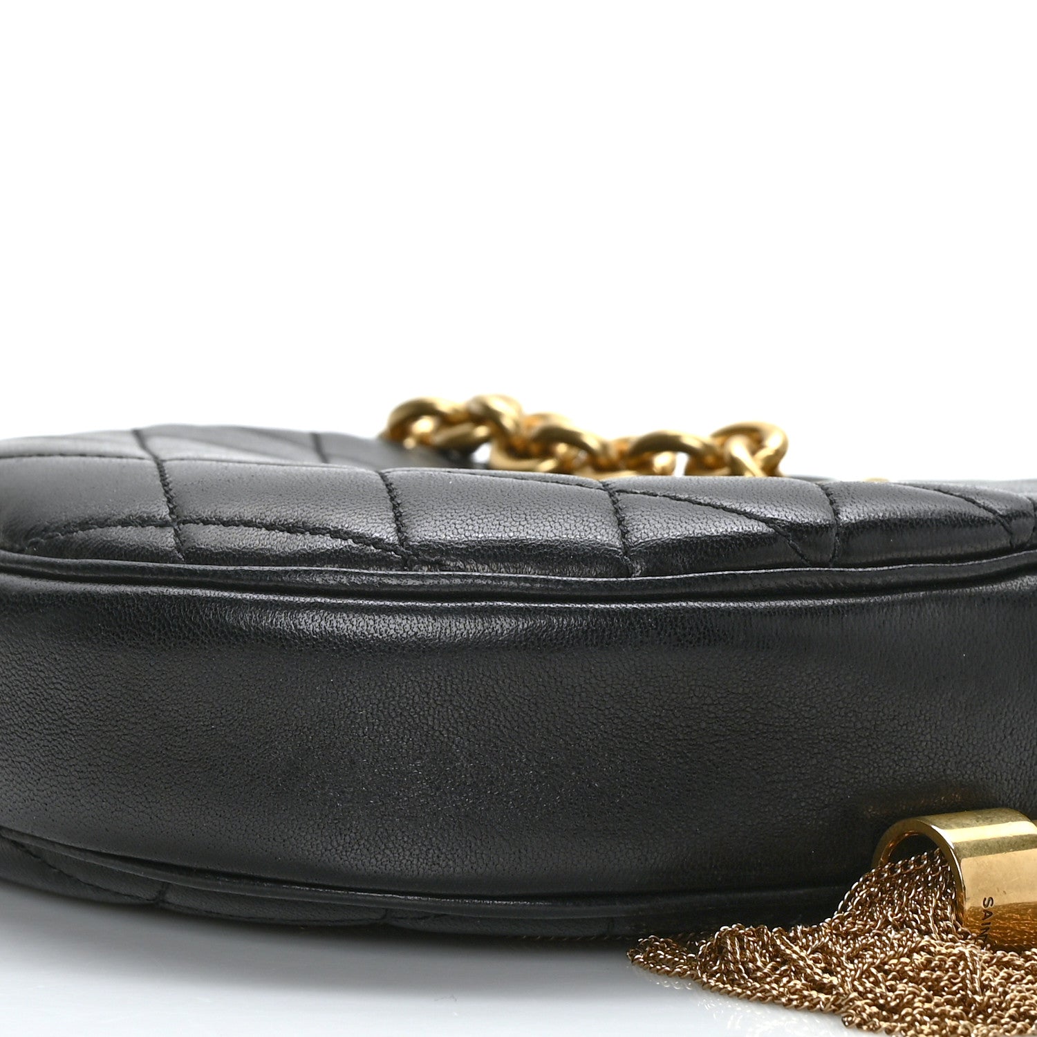 Saint Laurent Lambskin Quilted Round Le Maillon Round Tassel Chain Crossbody Bag Black 11 of 11