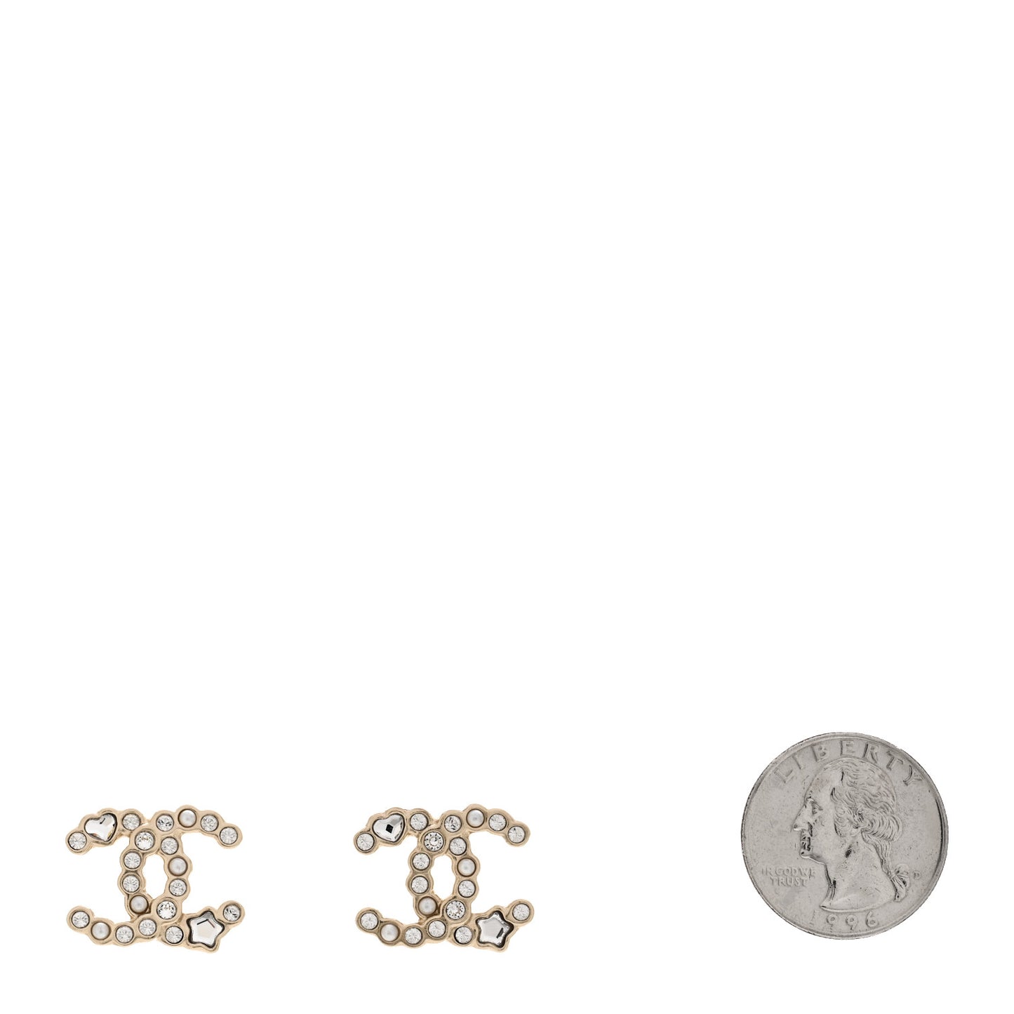 Crystal CC Star Heart Earrings Gold