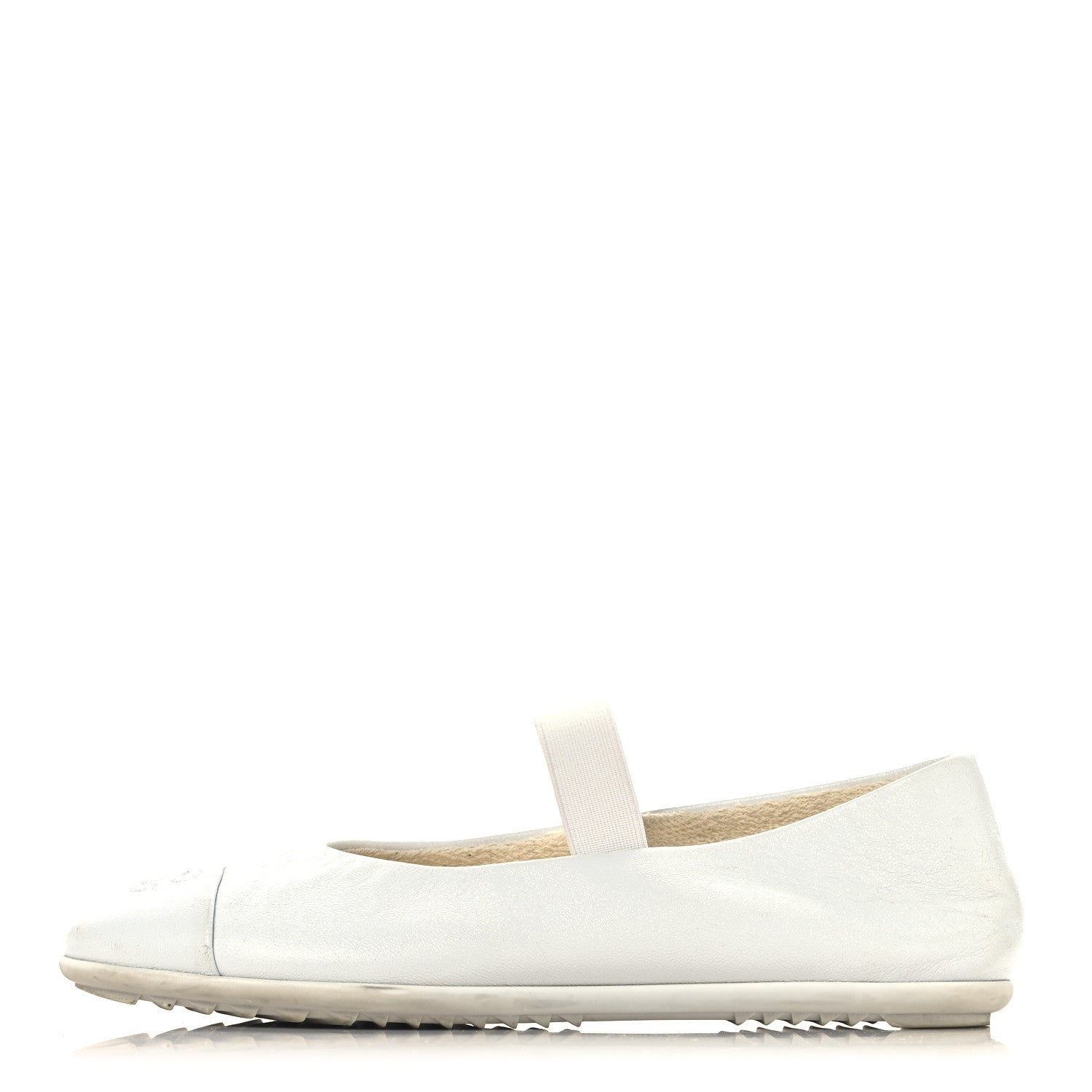 Chanel Lambskin Cap Toe CC Mary Jane Flats 37 White 1 of 10