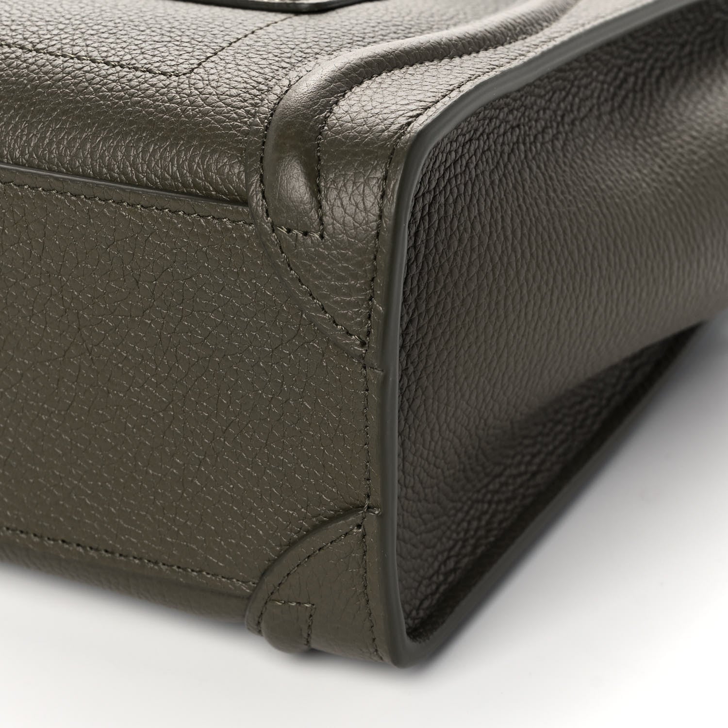Celine Drummed Calfskin Nano Luggage Army Green 10 of 11
