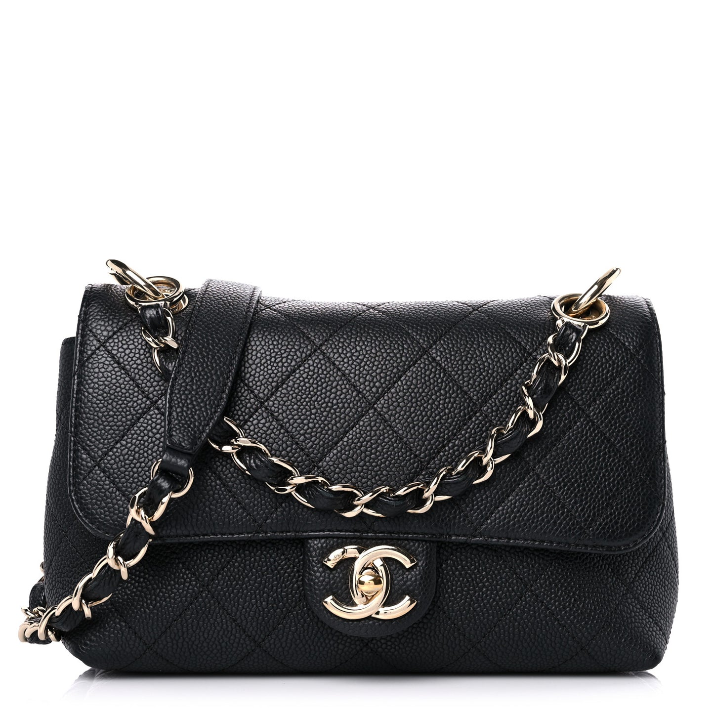 Caviar Quilted Small City Walk Flap Black