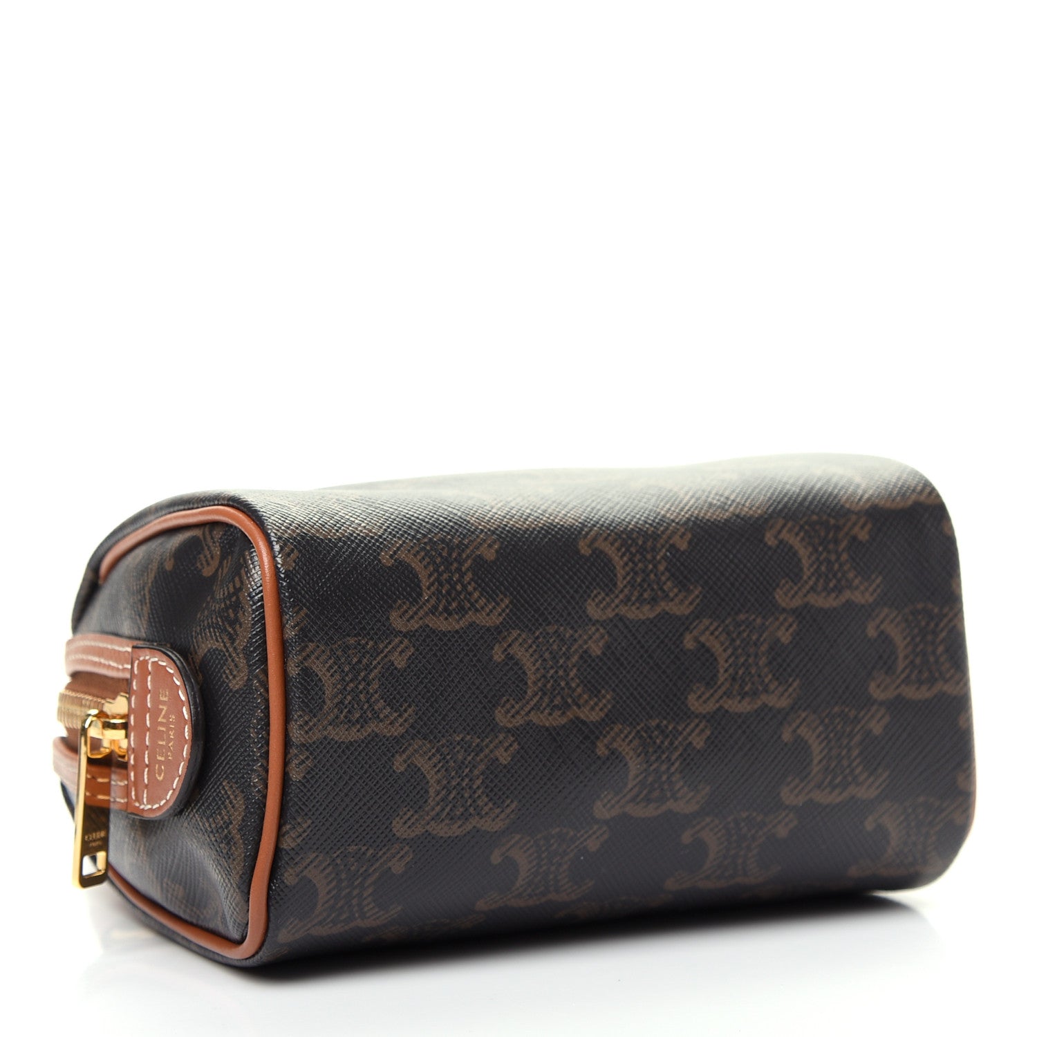Celine Triomphe Canvas Calfskin Mini Boston Bag Tan 4 of 9