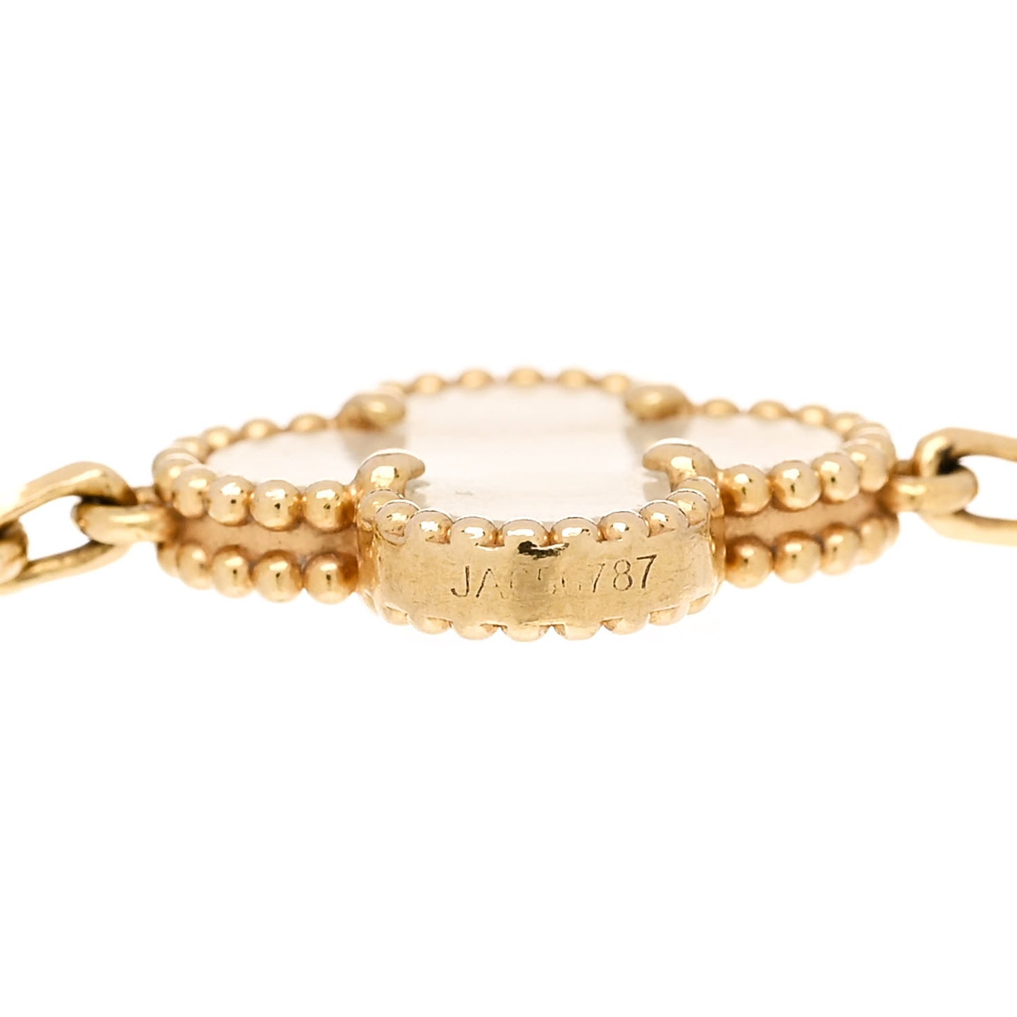 18K Yellow Gold Mother of Pearl 5 Motifs Vintage Alhambra Bracelet