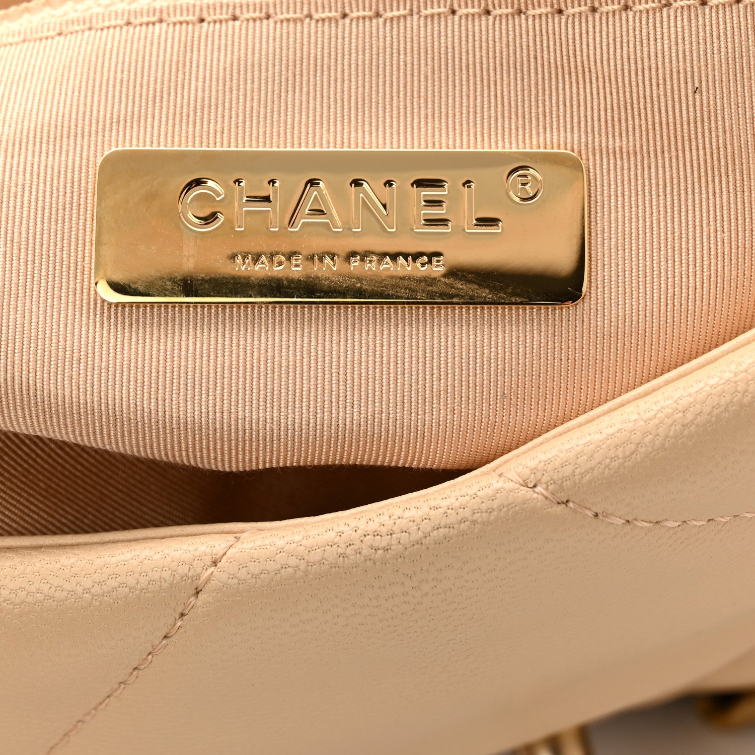 Chanel Shiny Goatskin Quilted Medium Chanel 19 Flap Beige 6 of 10