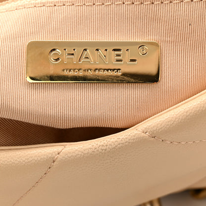 Chanel Shiny Goatskin Quilted Medium Chanel 19 Flap Beige 6 of 10