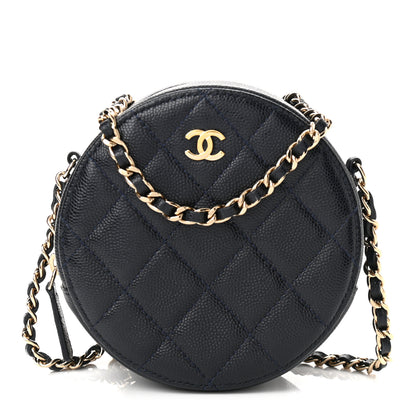 Chanel Caviar Quilted Round Clutch With Chain Black 1 of 11