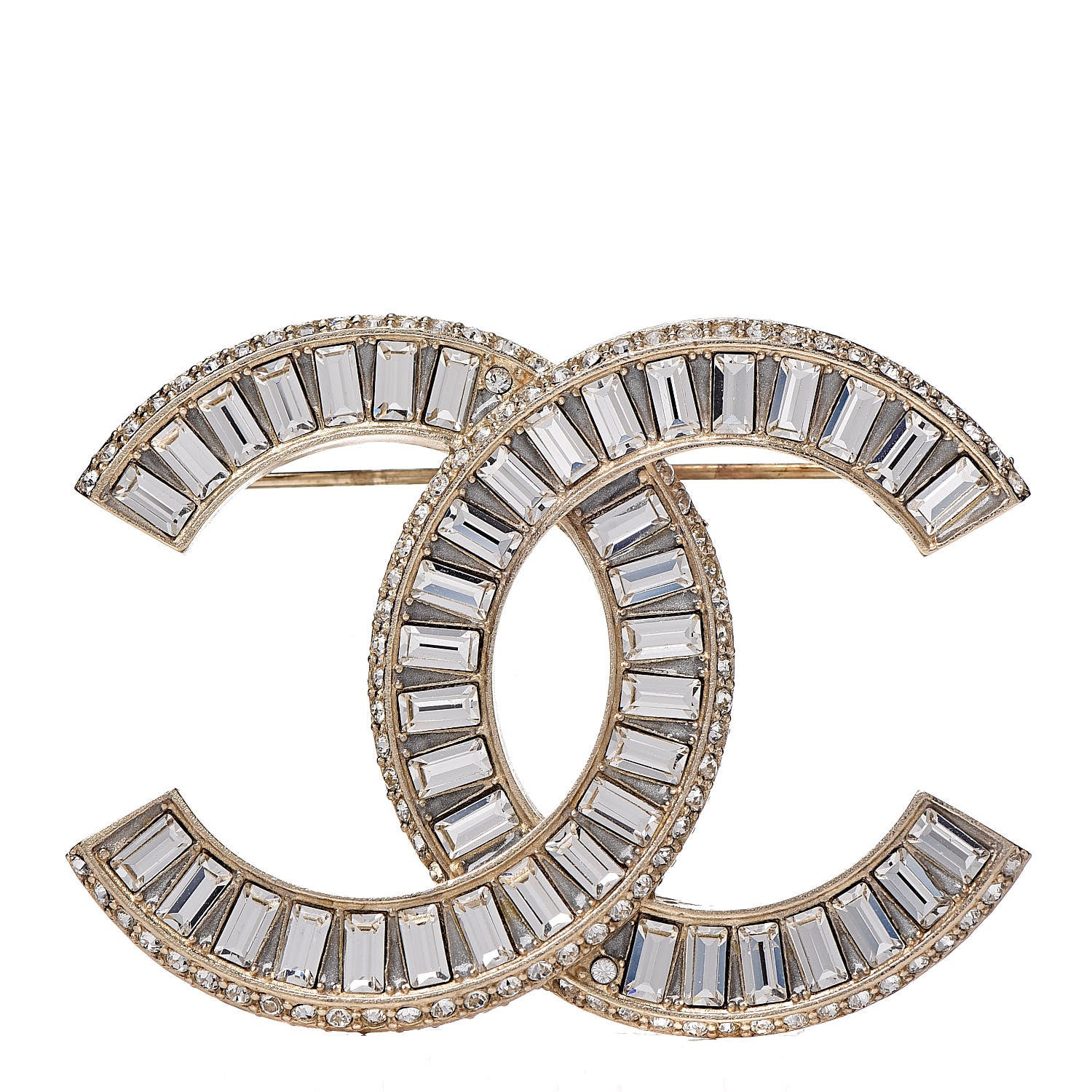 Chanel Baguette Crystal CC Brooch Gold 1 of 4