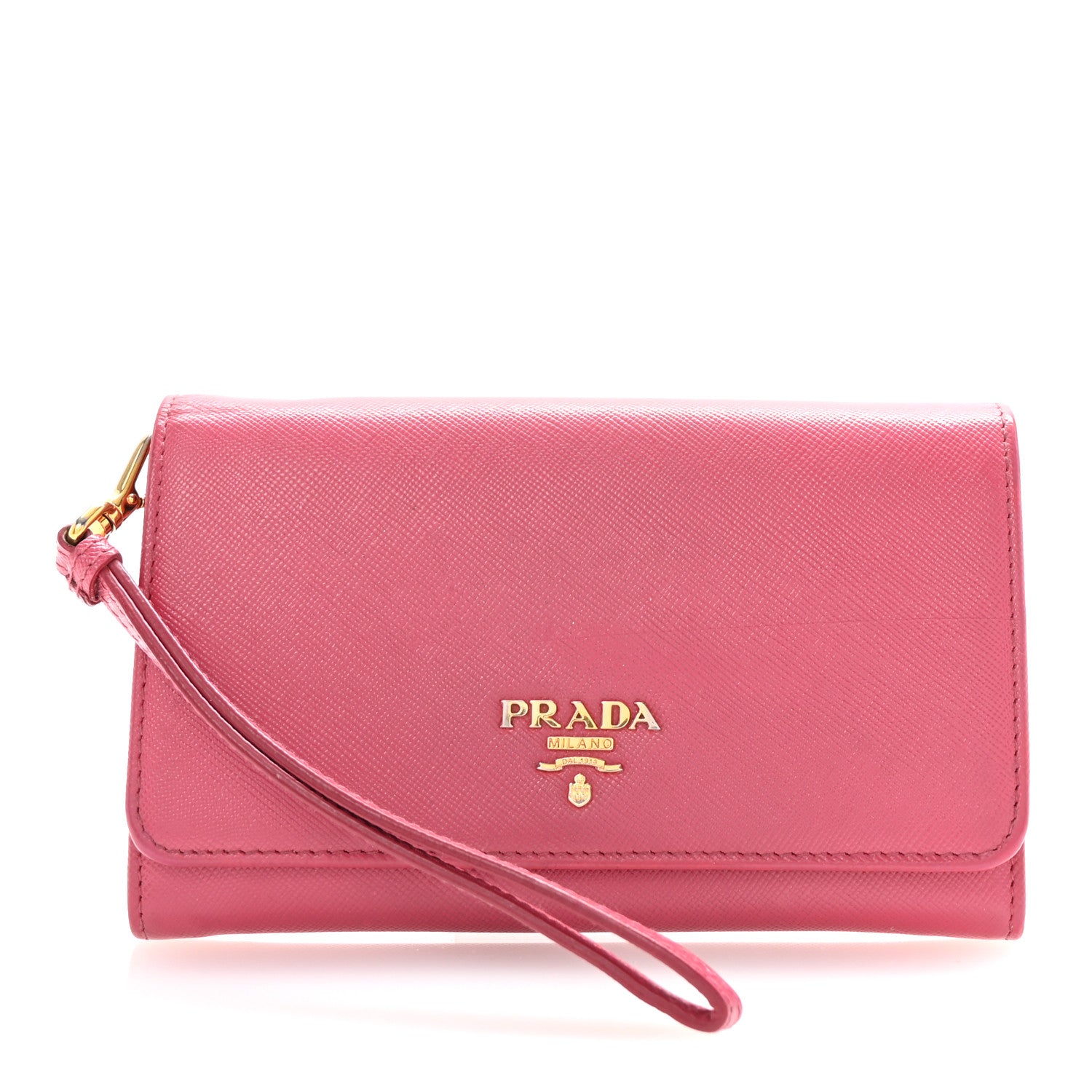 Prada Saffiano Metal Wristlet Peonia 1 of 8