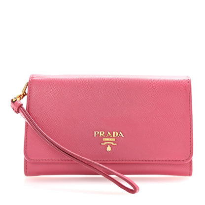 Prada Saffiano Metal Wristlet Peonia 1 of 8