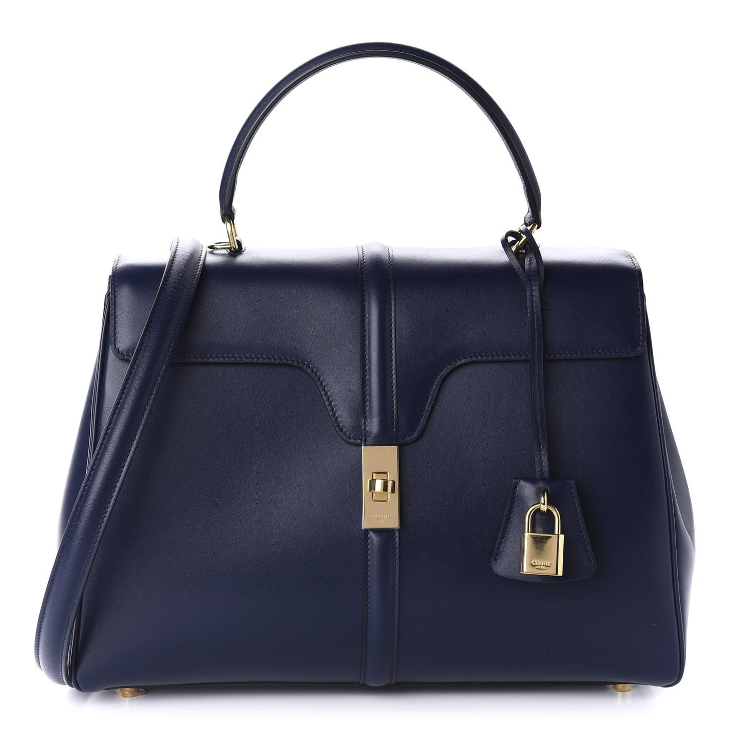Satinated Calfskin Medium 16 Top Handle Bag Midnight
