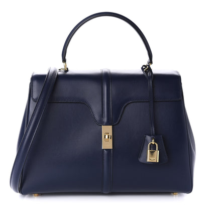 Celine Satinated Calfskin Medium 16 Top Handle Bag Midnight 1 of 11