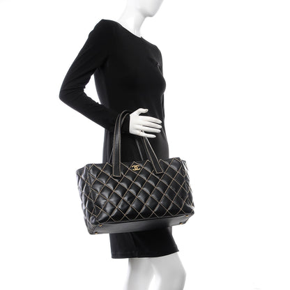 Chanel Calfskin Contrast Stitch Surpique Tote Black 2 of 13