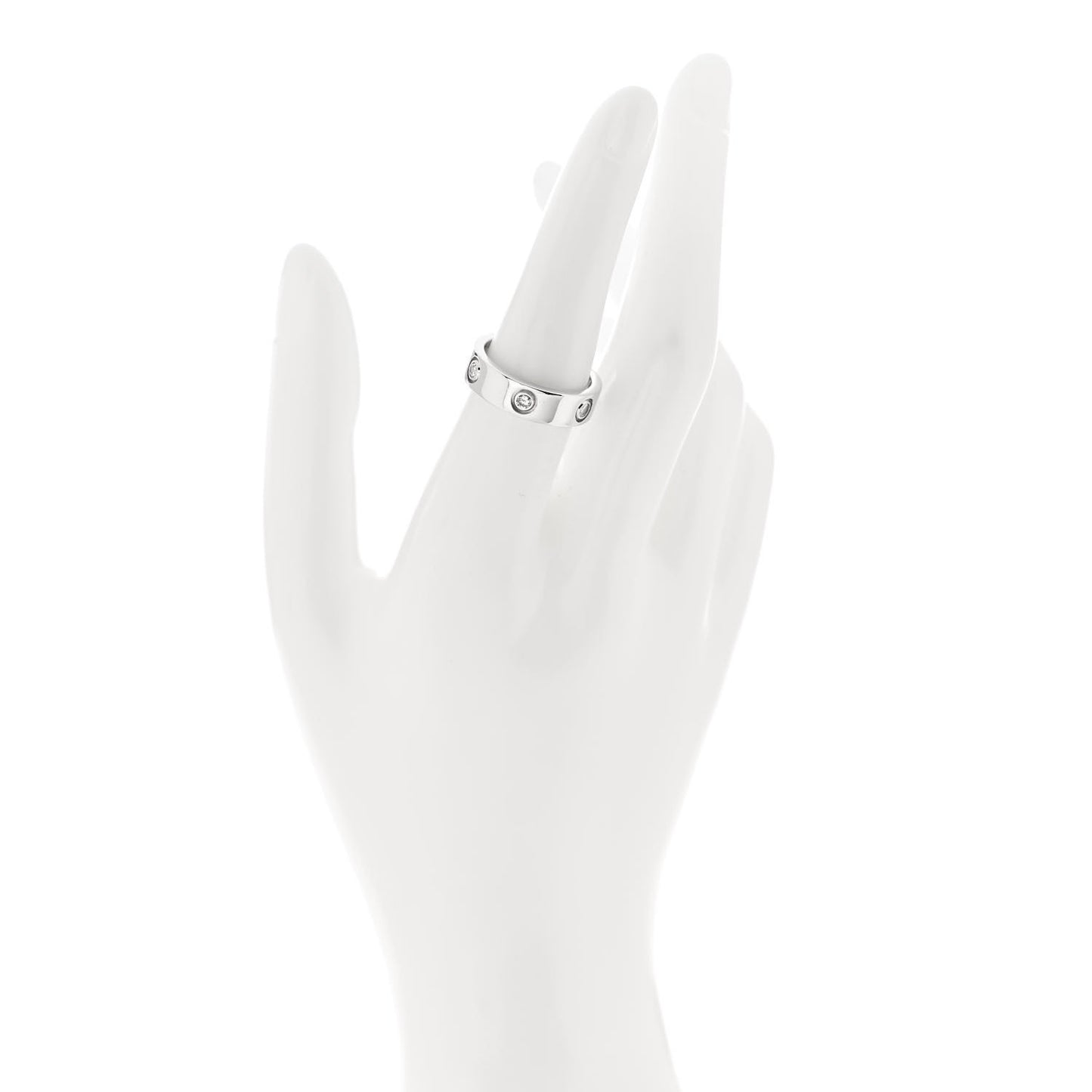 18K White Gold 6 Diamond 5.5mm LOVE Ring 54 7