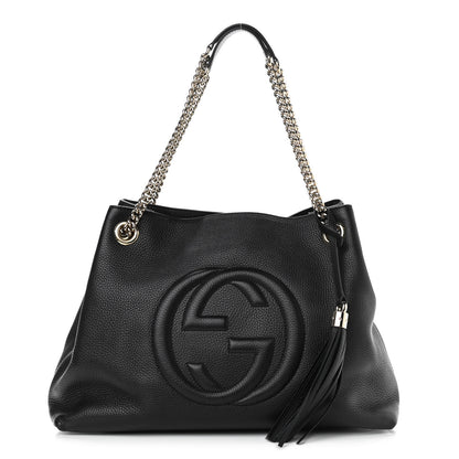Gucci Pebbled Calfskin Medium Soho Chain Shoulder Bag Black 1 of 10