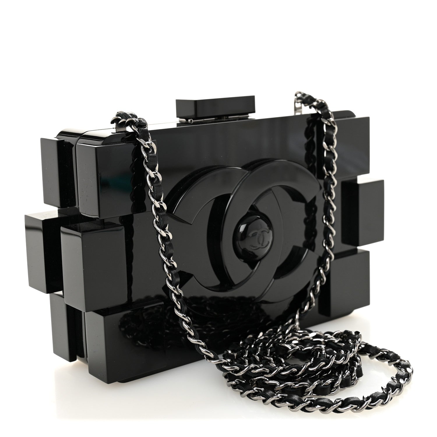 Chanel Plexiglass Barcode Boy Brick Lego Clutch Black 2 of 10