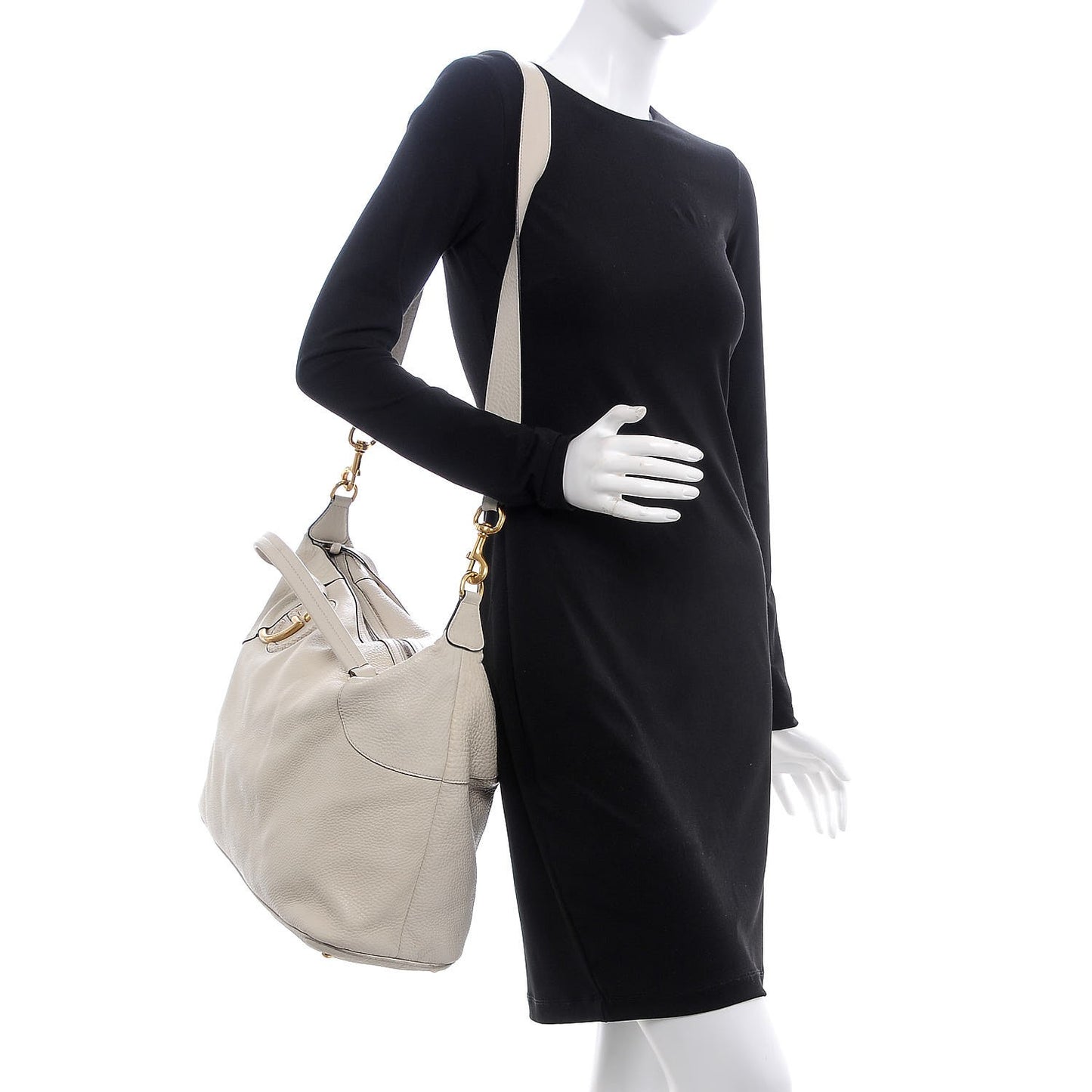 Pebbled Calfskin Twill Medium Top Handle Satchel White