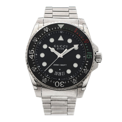 Gucci Stainless Steel 45mm Dive GMT Quartz Watch Black 1 of 6
