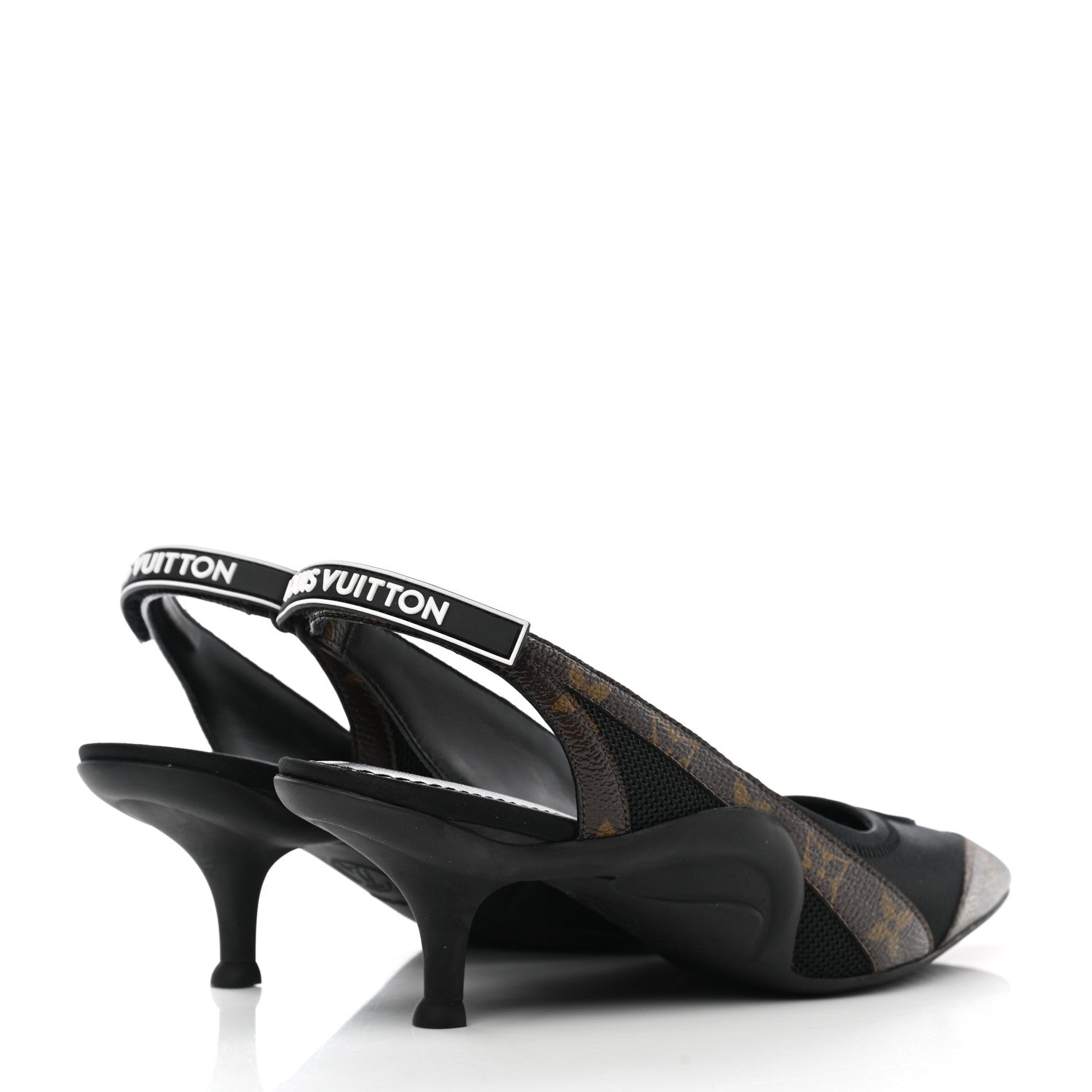 Louis Vuitton Monogram Call Back Sling Back Pumps 37.5 Black 4 of 8