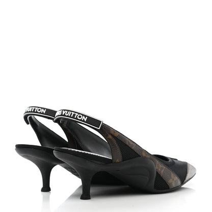 Louis Vuitton Monogram Call Back Sling Back Pumps 37.5 Black 4 of 8