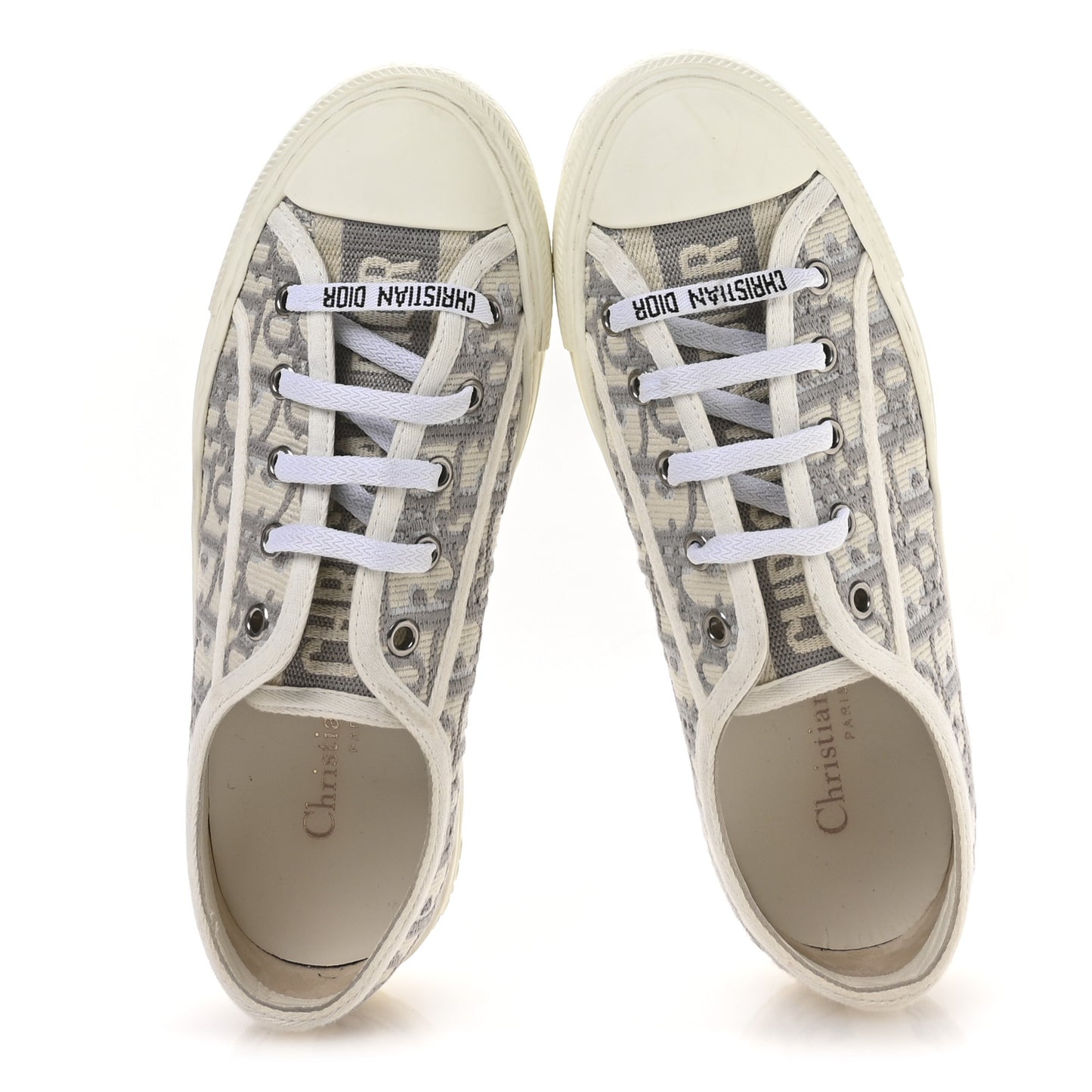Canvas Oblique Walk'N'Dior Low Top Sneakers 36.5 Grey Stone