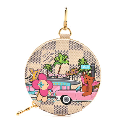 Louis Vuitton Damier Azur 2021 Christmas Animation Hollywood Bag Charm Fuchsia 1 of 7