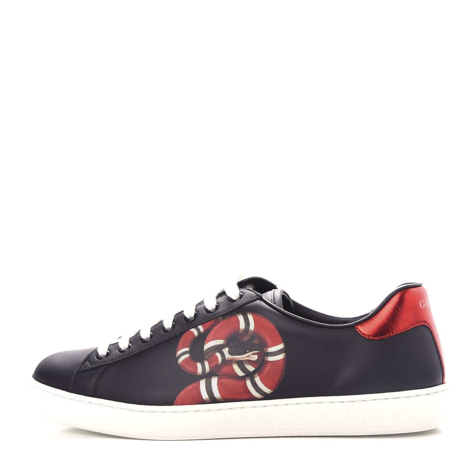 Gucci Calfskin Kingsnake Mens Ace Sneakers 8 Black Multicolor 1 of 9