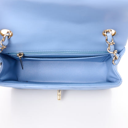 Chanel Lambskin Quilted Mini Rectangular Flap Light Blue 5 of 11