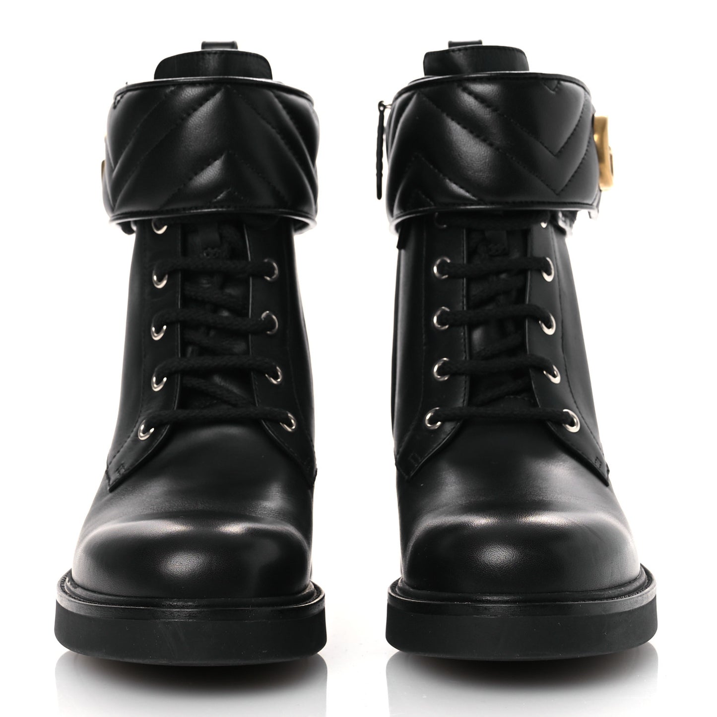 Flores Calfskin Nappa Matelasse GG 40mm Ankle Boots 39.5 Black