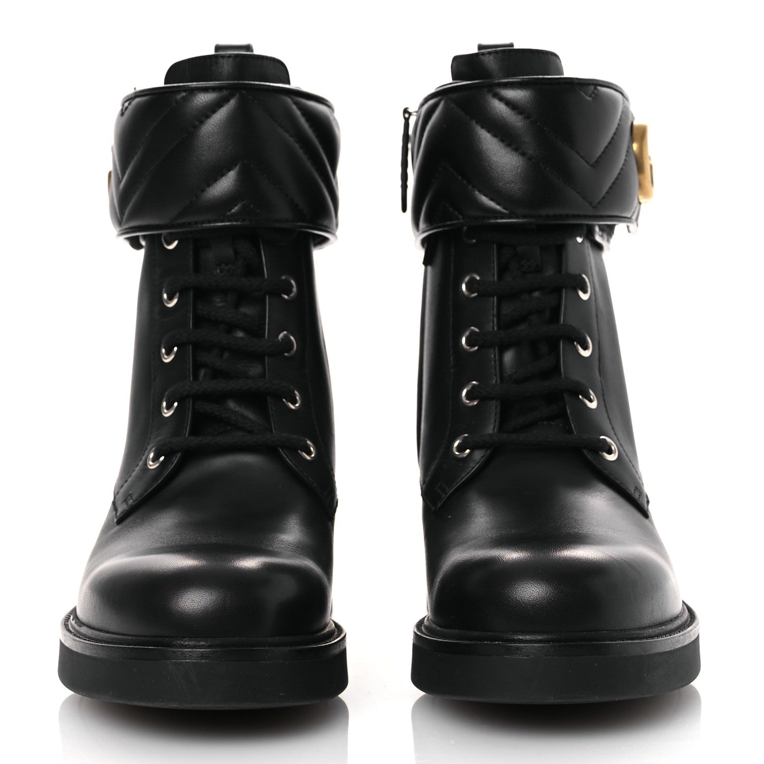 Gucci Flores Calfskin Nappa Matelasse GG 40mm Ankle Boots 39.5 Black 3 of 10